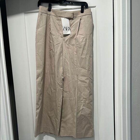 NWT ZARA Beige Wide-Leg Pants - XS - Picture 2 of 4